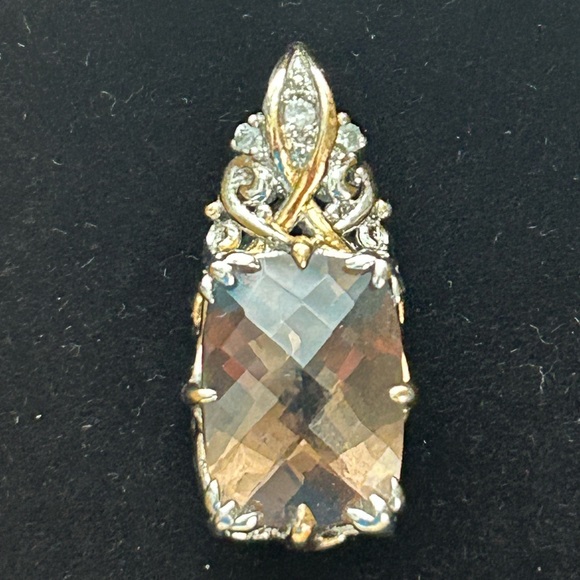 Vintage Michael Valitutti Smokey topaz & sterling silver Gems en Vogue pendant. - Picture 3 of 8
